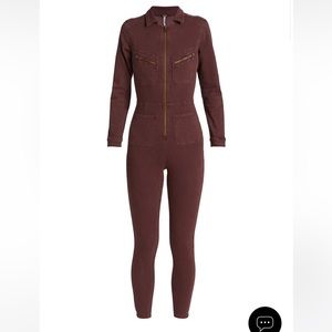 Free People Lennox Zipper Overall Denim Jumpsuit